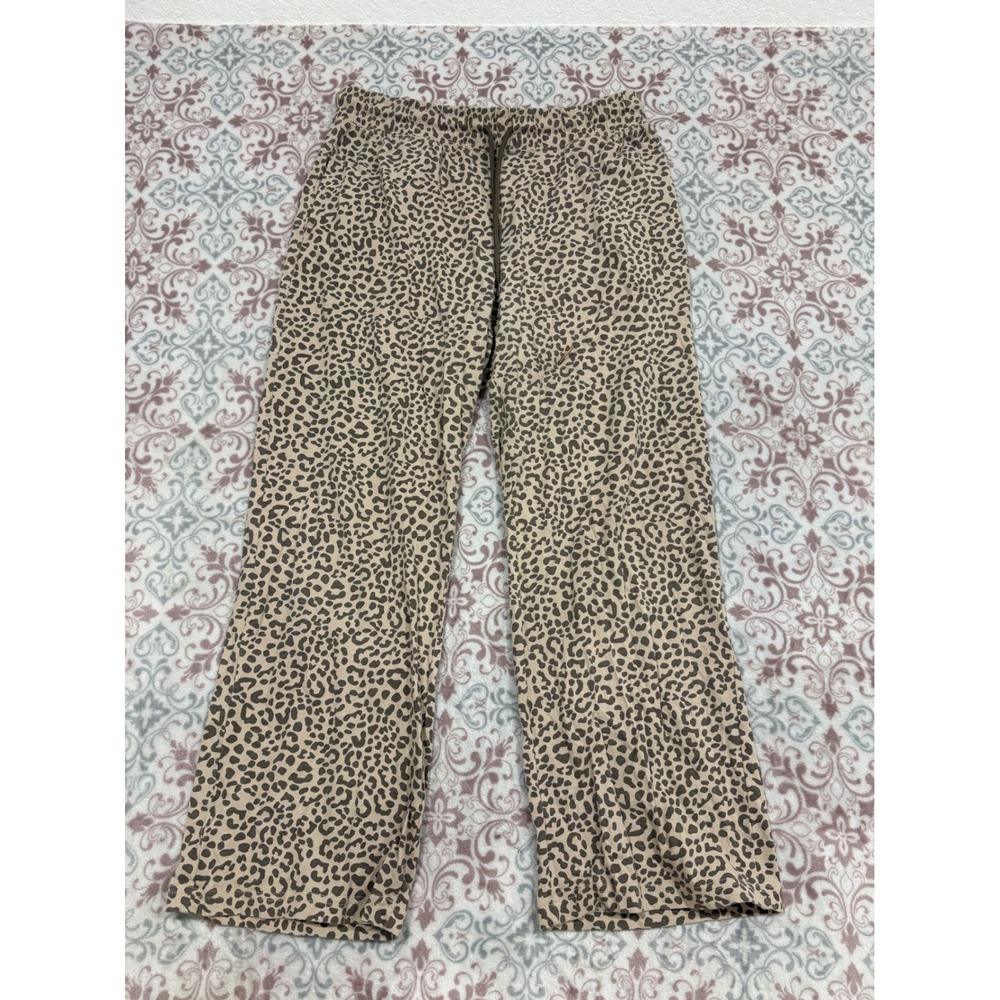 Zoe + Liv Leopard Print Pajama Pants Tan Brown Animal Lounge Bottoms Large